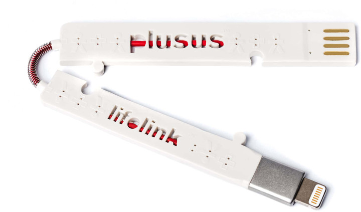 PlusUs LifeLink Ultra-portable USB Charge &amp; Sync cable Fits in card slot (18cm) Lightning - White_858451379
