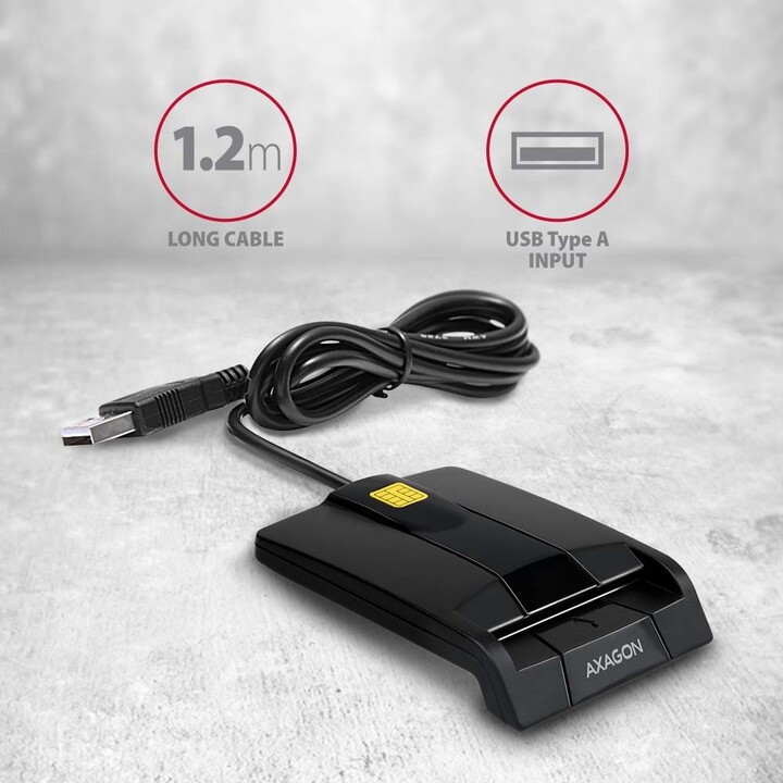 AXAGON CRE-SM3 USB Smart card FlatReader (eObčanka), černá_1154224633