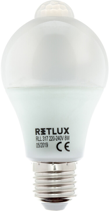 Retlux žárovka se soumrakovým a PIR senzorem RLL 317, LED A60, E27, 8W, teplá bílá_234909319