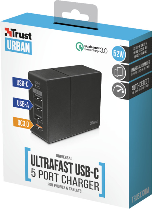 Trust nabíječka 5-port USB Fast Charger 52W_1921181782