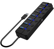 CONNECT IT USB-A hub Mighty Switch 2, 4xUSB-A 3.0, 3xUSB-A 2.0, externí, černá CHU-5410-BK