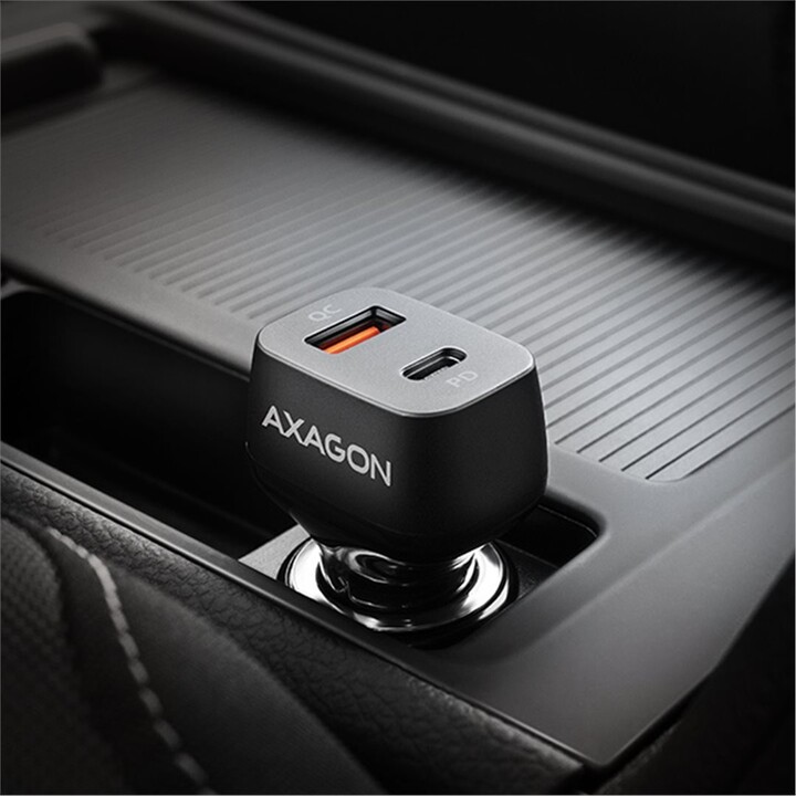 AXAGON nabíječka do auta PWC-PQ38, 2x port (USB + USB-C), PD3.0/QC3.0/AFC/FCP/Apple, 38W_253798627