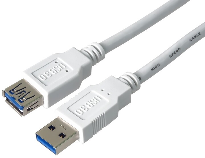 PremiumCord prodlužovací kabel USB-A 3.0, 1m, bílá_1214883232