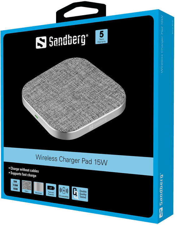 Sandberg bezdrátová nabíječka Qi, podložka, Wireless Charger Pad 15W_1450662965