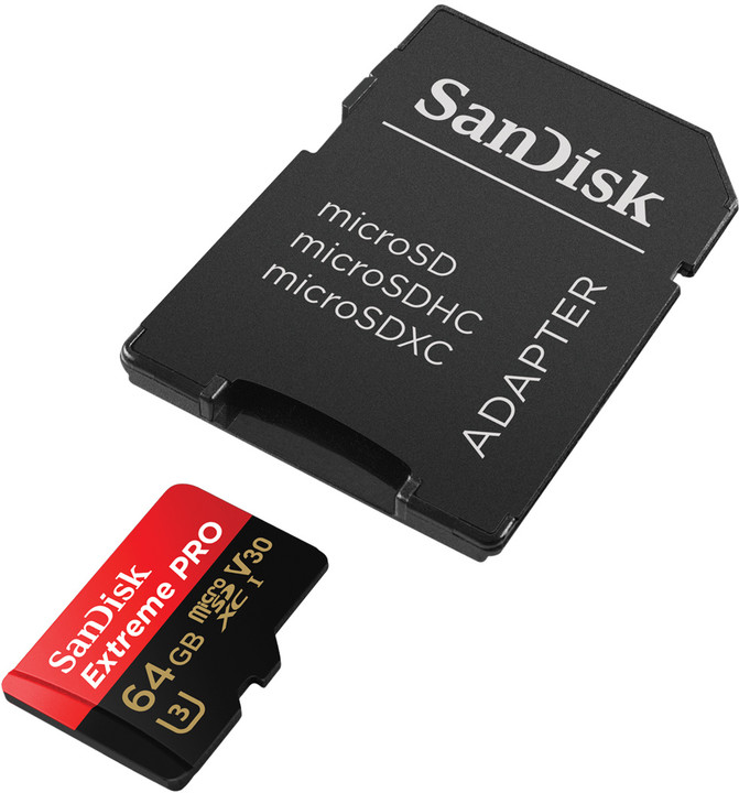 SanDisk Micro SDXC Extreme Pro 64GB 100MB/s A1 UHS-I U3 V30 + SD adaptér_1801109455