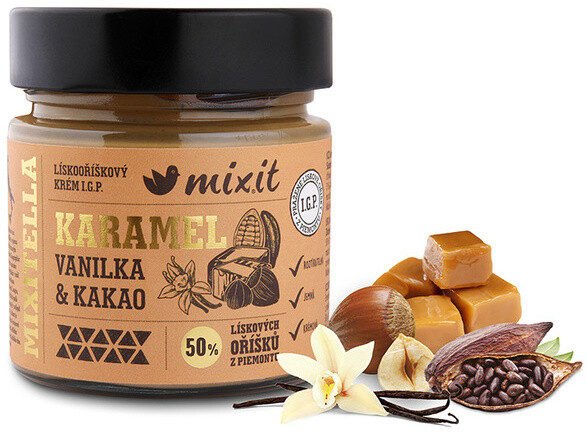 Mixit krém Mixitella Premium - lískový oříšek/karamel/vanilka, 200g_552042014