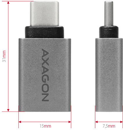 AXAGON RUCM-AFA, USB 3.1 Type-C Male &gt; Type-A Female ALU redukce_424400202