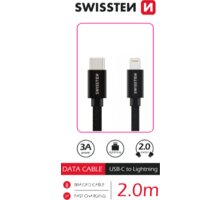 SWISSTEN textilní datový kabel USB-C - Lightning, 2 m, černý_468200637