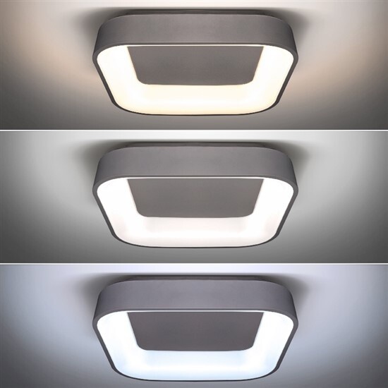 Solight LED stropní světlo čtvercové Treviso, 48W, 2880lm, stmívatelné, dálkové ovládání, šedá_1247824249