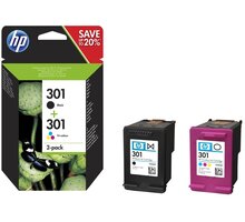 HP N9J72AE No.301 combo pack, černá a 3-barená