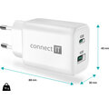 CONNECT IT síťový adaptér GaN Wanderer2, USB-C, USB-A, PD 33W, bílá_2084938417