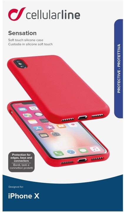 CellularLine ochranný silikonový kryt SENSATION pro iPhone X, červený_621583677