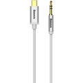 BASEUS kabel audio Yiven Series, USB-C - Jack 3.5mm, M/M, 1.2m, stříbrná_753508453