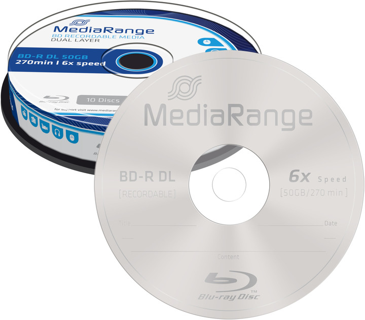 MediaRange BD-R DL, 6x, 50GB, 10ks, Spindle_359009090