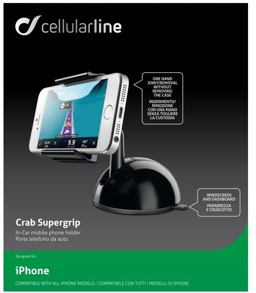 CellularLine univerzální držák s přísavkou Crab pro mobilní telefony a smartphony, flexibilní rameno_1296435363
