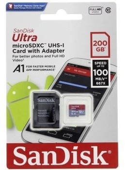 SanDisk Micro SDXC Ultra Android 200GB 100MB/s A1 UHS-I + SD adaptér_241395234