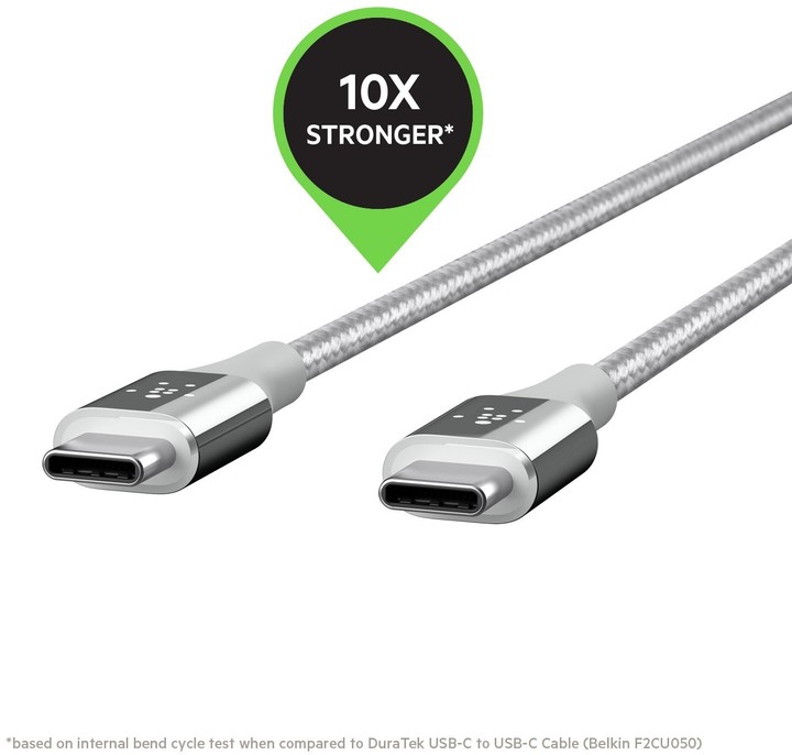 Belkin kabel Premium Kevlar USB-C to USB-C,1,2m, stříbrný_1134004696