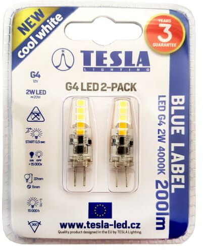TESLA LED žárovka G4, 2W, 4000K, denní bílá, 2ks v balení_1486038328