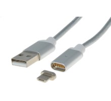 PremiumCord magnetický micro USB 2.0, A-B nabíjecí a datový kabel 1m, stříbrná ku2m1fgs