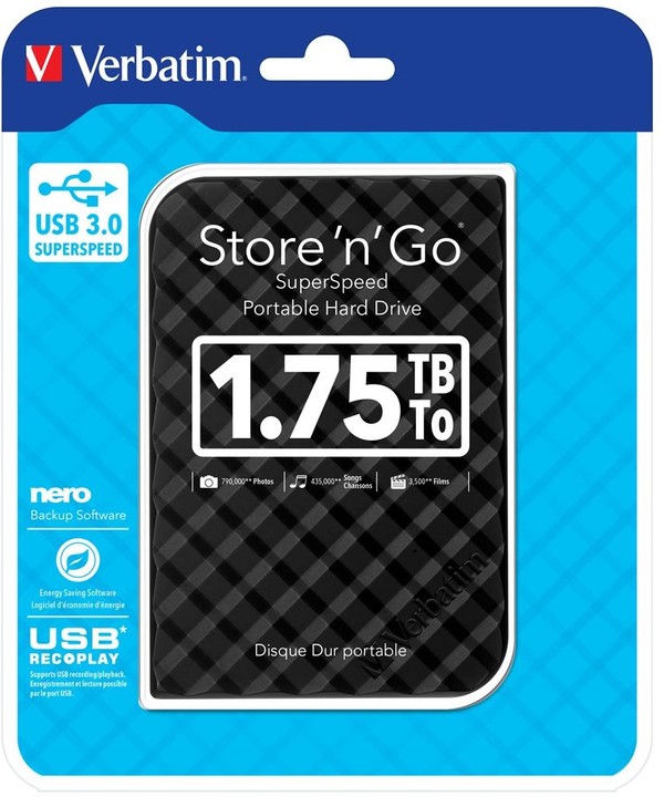Verbatim Store&#39;n&#39;Go, USB 3.0 - 1,75TB, černá_2080882499