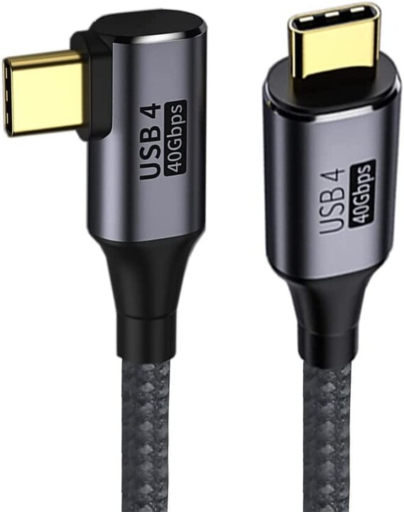 PremiumCord zahnutý kabel USB4™ Gen 3x2 40Gbps 8K@60Hz 240W Thunderbolt 3, 0,8m_2120329524