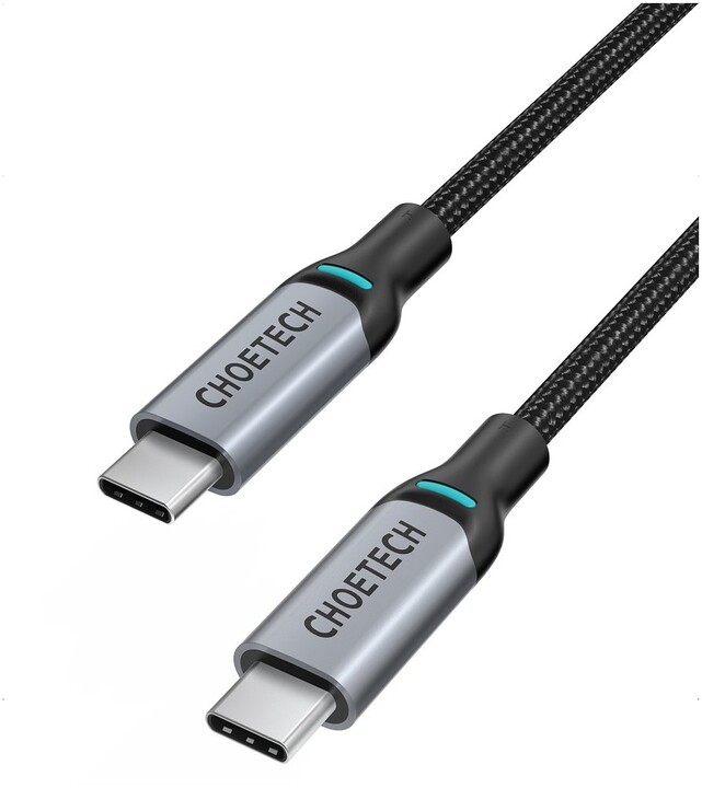 Choetech kabel MIX00073 USB-C - USB-C, opletený, 100W, 5A, 2m, šedá, 2 kusy_407140449