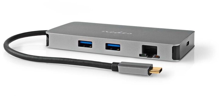 Nedis Multiportový adaptér USB-C, 2xUSB-A, USB-C, 2xHDMI, RJ45, SD &amp; MicroSD_42789538