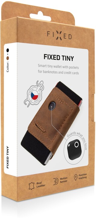 FIXED peněženka Smile Tiny Wallet se smart trackerem, hnědá_889527069