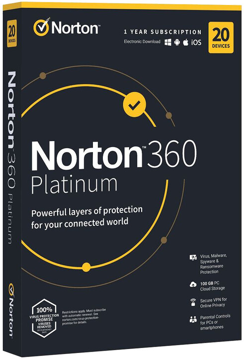 Norton 360 Platinum 100GB + VPN 1 uživatel, 20 zařízení, 1 rok_241633419