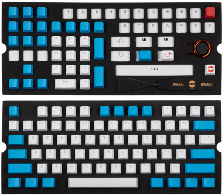 Mountain vyměnitelné klávesy Tai-Hao, PBT, 104 kláves, bílé/modré, US_403055088