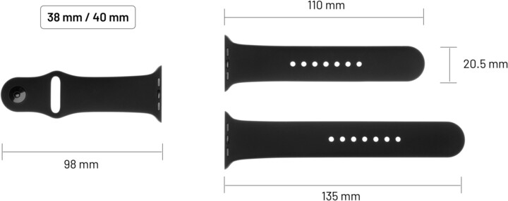 FIXED silikonový řemínek pro Apple Watch 38/40/41mm, 2 délky, tmavě fialová_137840517
