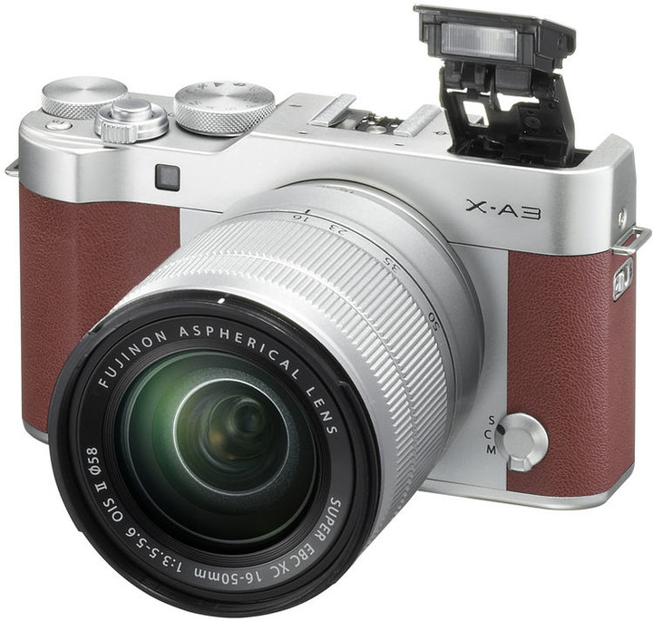 Fujifilm X-A3 + XC 16-50mm, stříbrná/hnědá_751251109