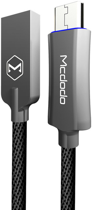 Mcdodo Knight rychlonabíjecí datový kabel microUSB s inteligentním vypnutím napájení, 1m, šedá_1273667945