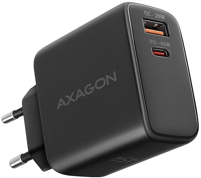 AXAGON síťová nabíječka ACU-PQ45, USB-A, USB-C, PD3.0/PPS/QC4+/SFC 2.0/AFC/Apple, 45W, černá_807982344