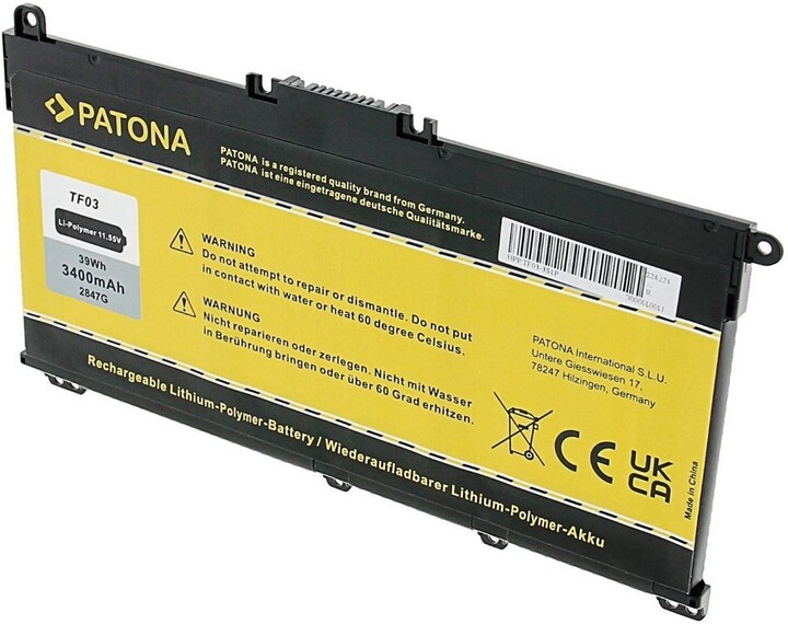 PATONA baterie pro HP Pavilion 14-BF/15-CC, 3400mAh, Li-Pol, 11,55V, TF03XL_119299097
