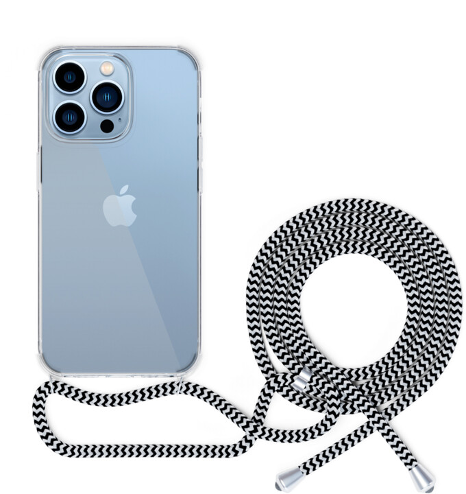 EPICO zadní kryt se šňůrkou pro Apple iPhone 13 mini, transparentní / černo-bílá_245782490