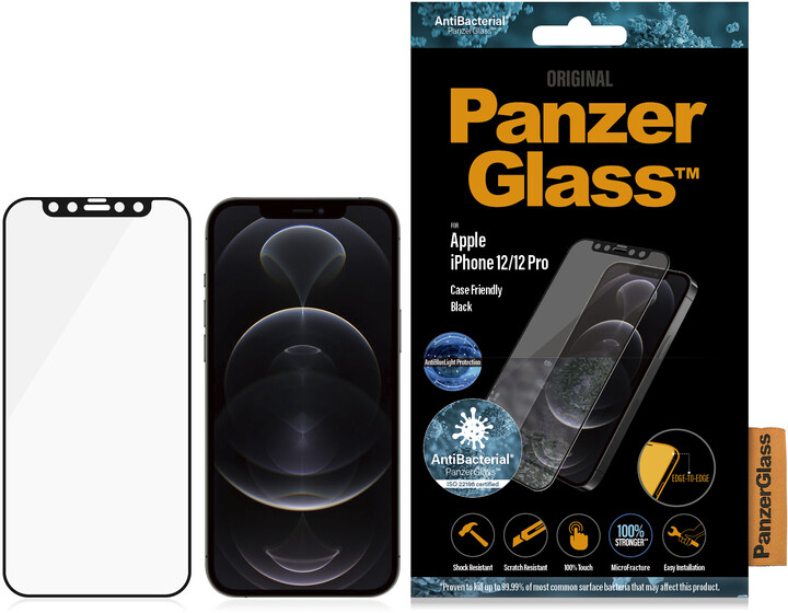PanzerGlass ochranné sklo Edge-to-Edge pro iPhone 12/12 Pro, antibakteriální, Anti-BlueLight, 0.4mm_1388592129