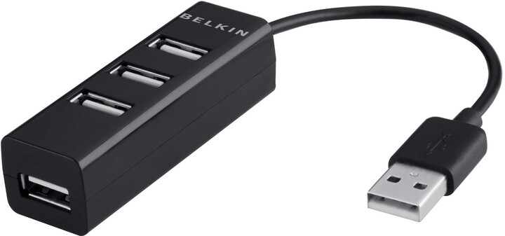 Belkin USB HUB 2.0 4-port Travel Scorpion, černá_685048215