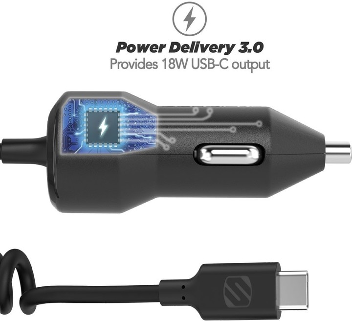 Scosche ultrarychlá autonabíječka 18W, USB-C konektorem a PD 3.0 (Power Delivery 3.0)_418938894