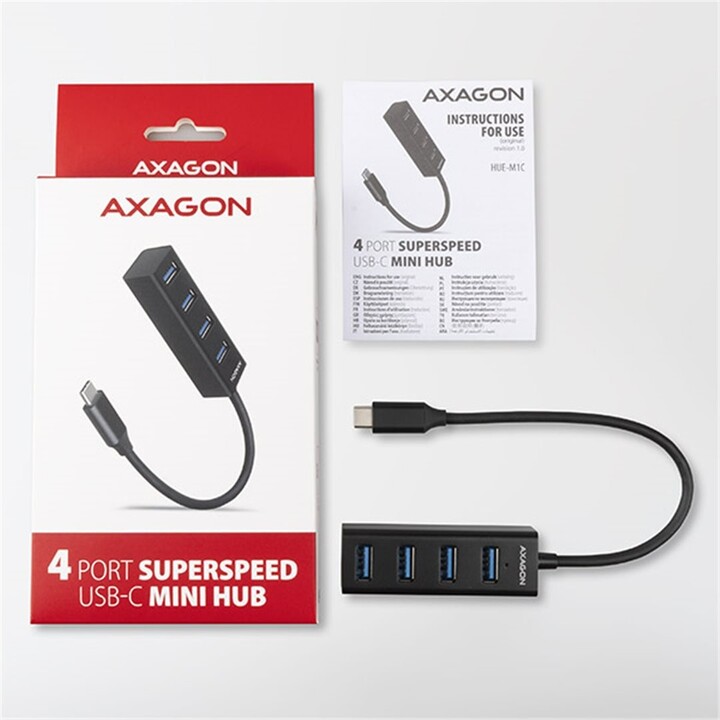 AXAGON MINI hub USB-C 3.2 Gen1 - 4xUSB-A, 5Gbit/s, OTG, 20cm, černá_1815048621