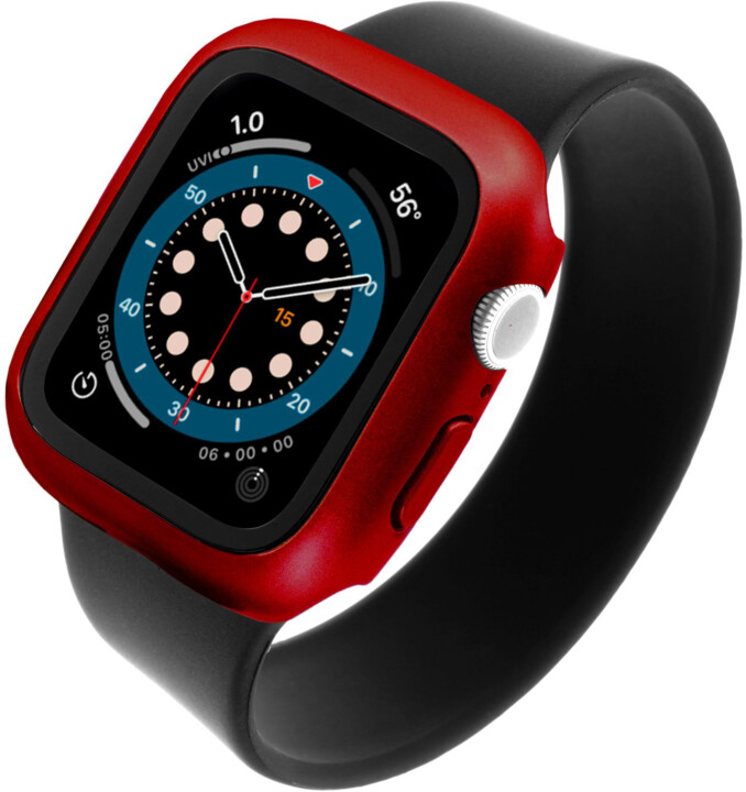 FIXED ochranné pouzdro Pure+ s temperovaným sklem pro Apple Watch 44mm, červená_2087642346