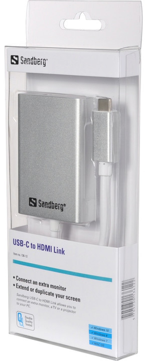 Sandberg USB-C do HDMI konvertor, stříbrná_1459289781