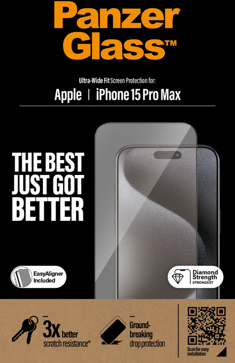 PanzerGlass ochranné sklo pro Apple iPhone 15 Pro Max, Ultra-Wide Fit_567158084