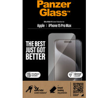 PanzerGlass ochranné sklo pro Apple iPhone 15 Pro Max, Ultra-Wide Fit_567158084