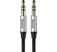BASEUS kabel audio Yiven Series, Jack 3.5mm, M/M, 1.5m, stříbrná/černá
