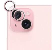 EPICO hliníkové tvrzené sklo na čočky fotoaparátu pro Apple iPhone 15 / 15 Plus, růžová_309434836