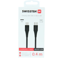 SWISSTEN datový kabel USB-C - microUSB, M/M, 0.4m, černá_1799874804