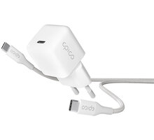 EPICO síťová nabíječka GaN, USB-C, 30W, bílá + USB-C kabel, 1.2m 9915101100178