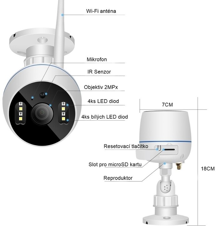 IMMAX NEO LITE Smart Security venkovní kamera Bullet, IP65, RJ45, HD, 2MP, 1080p, outdoor, WiFi_333883561