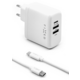 FIXED síťová nabíječka, USB-C, 2xUSB, PD, 45W, bílá + kabel USB-C, 1m, bílá O2 TV HBO a Sport Pack na dva měsíce